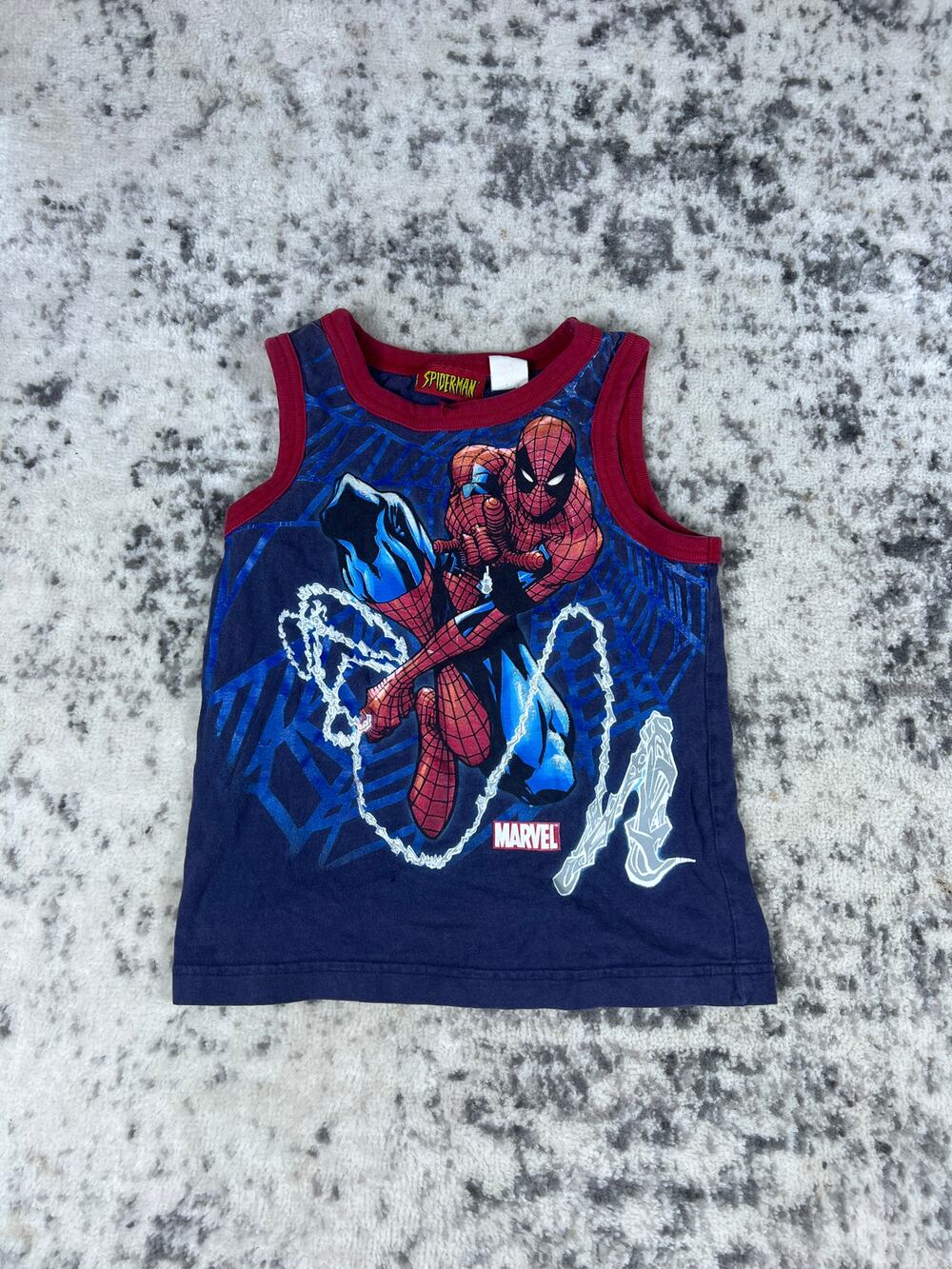 Vintage Y2K Marvel The Amazing Spiderman AOP Tank Top Shirt Youth Size 2T